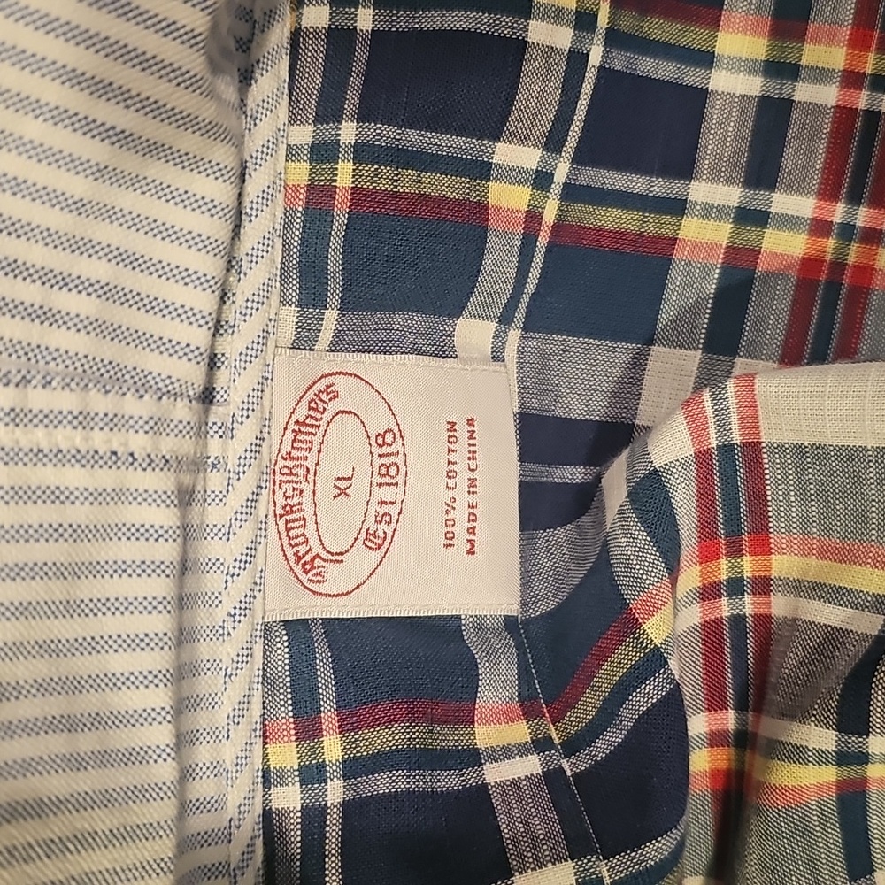 NEW BROOKS BROTHERS  Blue and Red Plaid Shirt Size XL - Picture 5 of 10